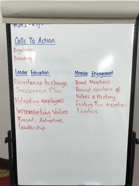 Flipchart with notes about call to action