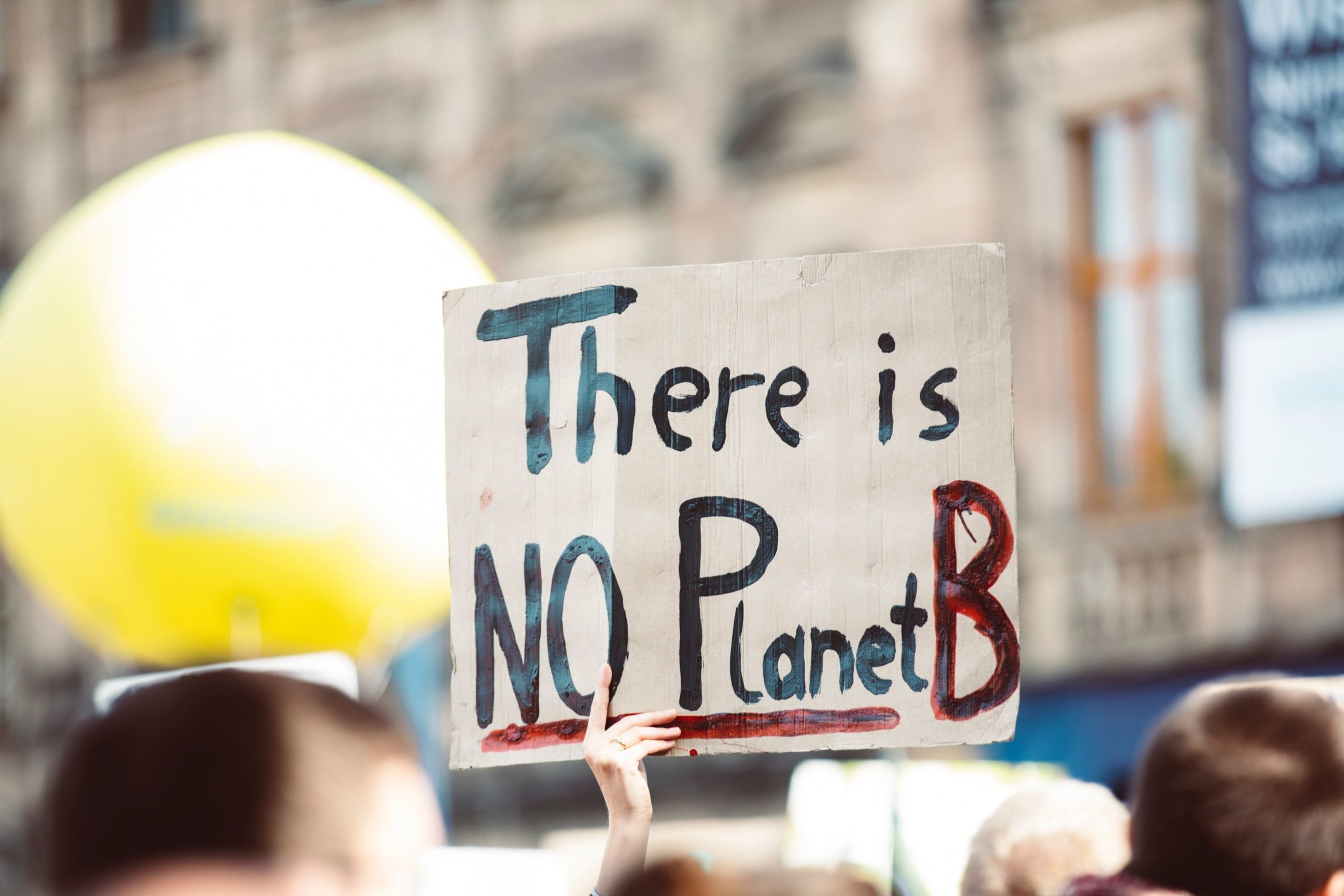 Climate change protester placard
